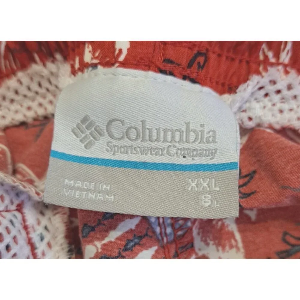 Columbia Men's XXL Swim Trunks RWB Patriotic Print Zipper Pocket NO LINER